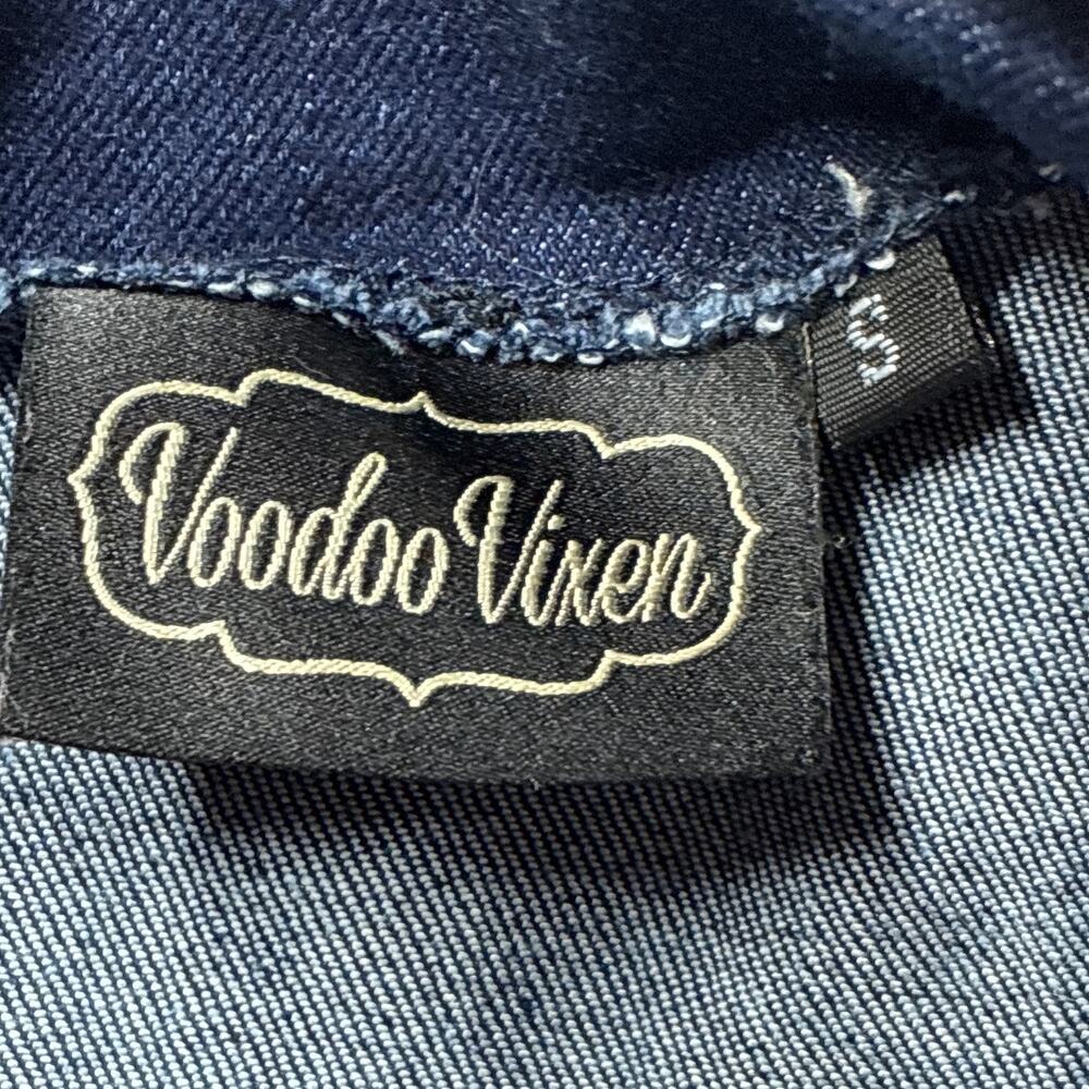 Voodoo Vixen Overalls Small Demin Connie Blue Rockabilly Jumpsuit Workwear - Picture 3 of 8